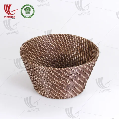 Honey Brown Small Rattan Basket For Decor