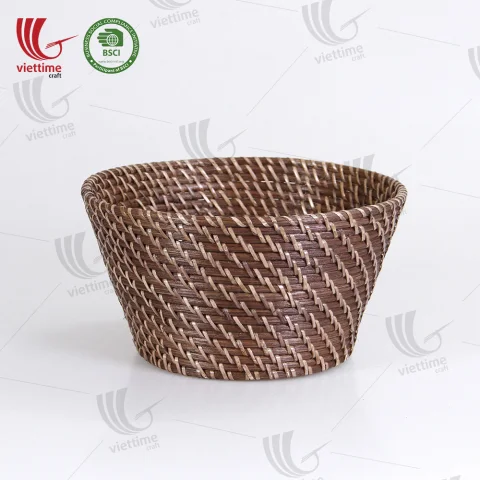 Honey Brown Small Rattan Basket For Decor