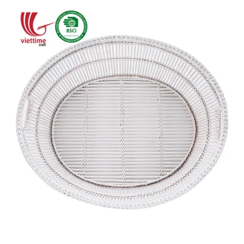 White Rattan Storage Basket For Fresh Fruit