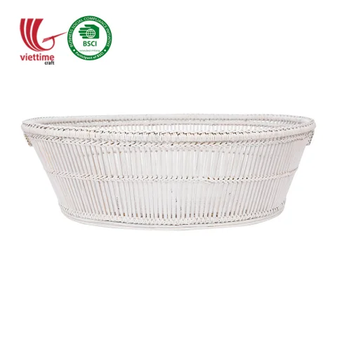 White Rattan Storage Basket For Fresh Fruit