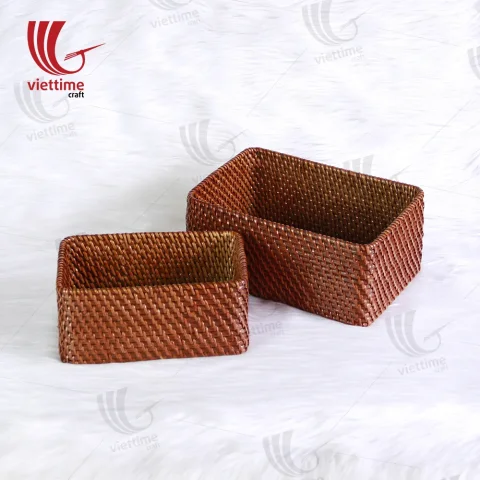Small Brown Wicker Rattan Basket