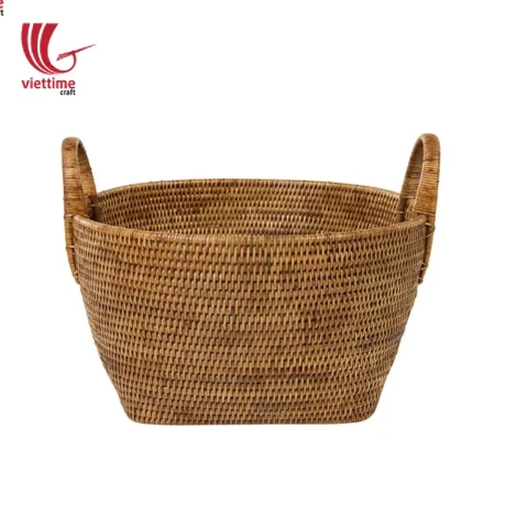 Large Natural Handwoven Rattan Laundry Basket