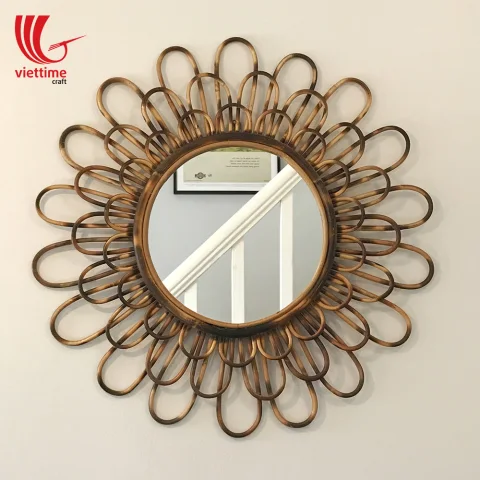 Rattan Export Flower Shaped Rattan Mirror Decor - REX-MXVTC498500
