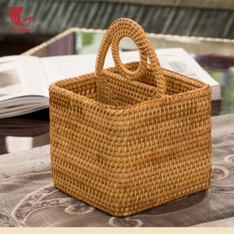 Rattan Export Rattan Brown Utensil Condiment Caddy Holder - REX-MXVTC5485