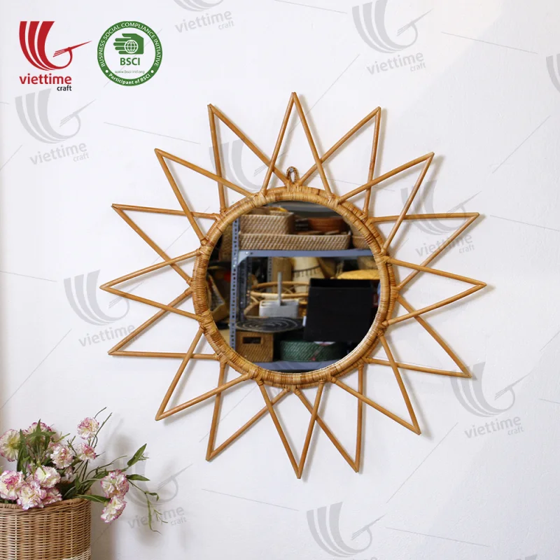 Sun Shaped Rattan Mirror Decor Wholesale