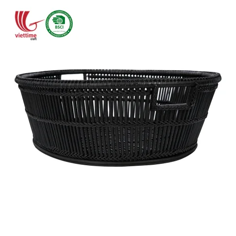 Black Rattan Storage Basket For Fresh Fruit