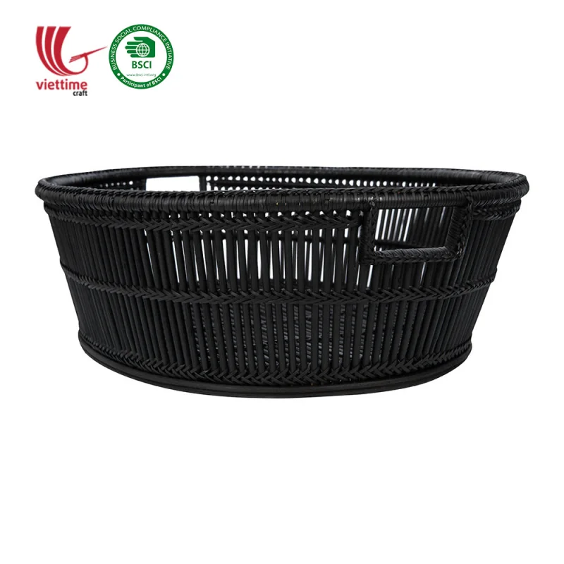 Black Rattan Storage Basket For Fresh Fruit