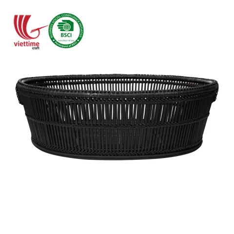 Black Rattan Storage Basket For Fresh Fruit