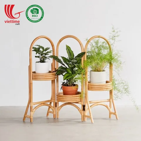 Rattan Plant Stand Basket in Natural