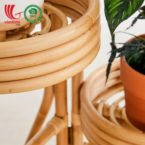 Rattan Plant Stand Basket in Natural