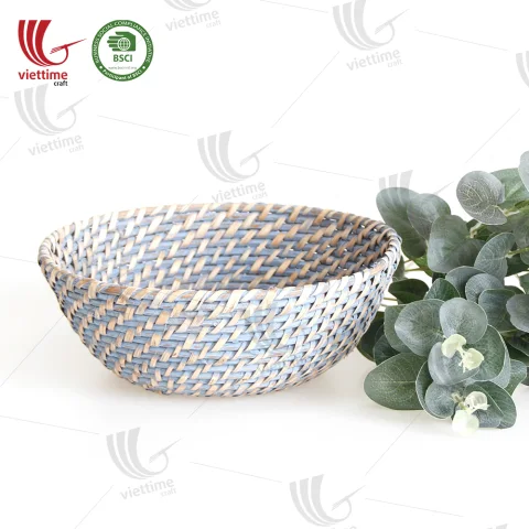 Bowl Shaped Grey Rattan Basket