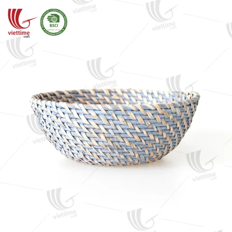 Bowl Shaped Grey Rattan Basket