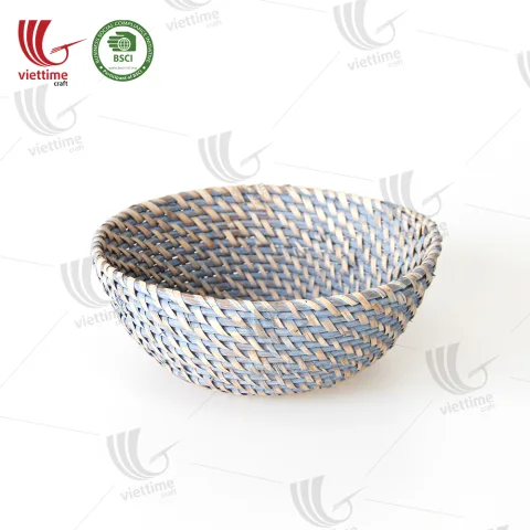 Bowl Shaped Grey Rattan Basket