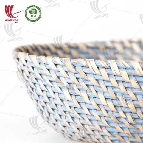 Bowl Shaped Grey Rattan Basket