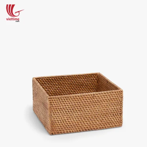 Home Basket Square Brown Rattan Storage
