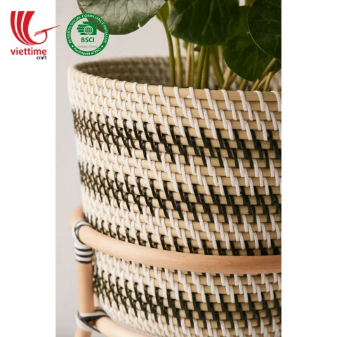 Rattan Plant Stand With Plastic String