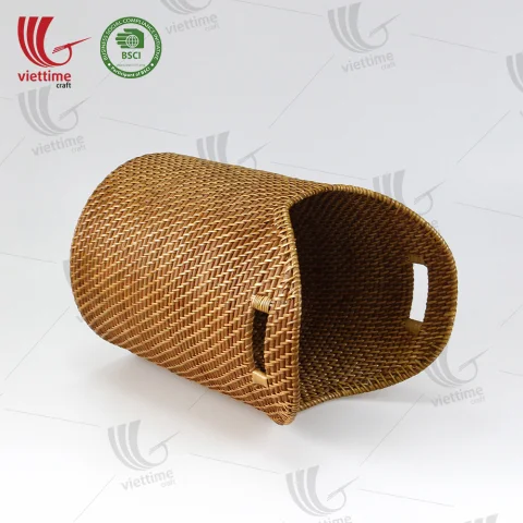 Handwoven Rattan Laundry Basket With Handle
