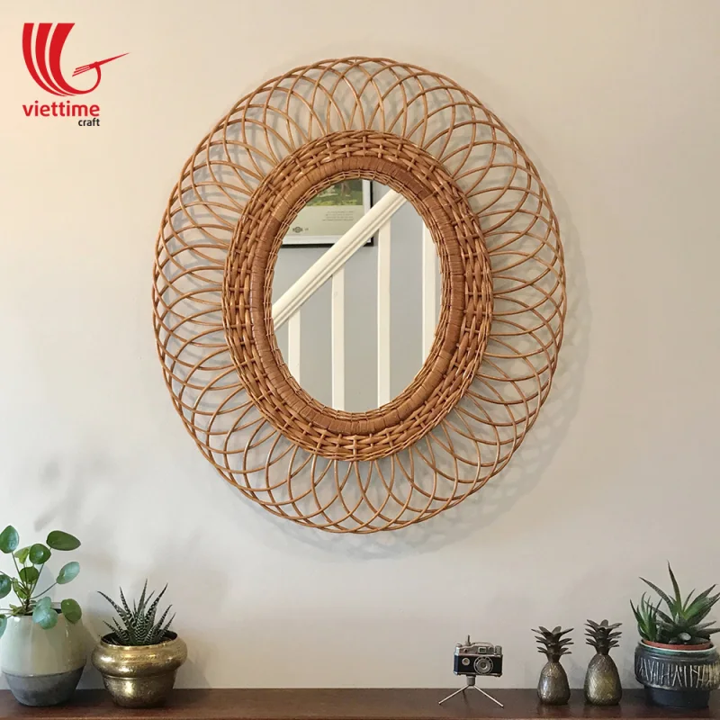 Wicker Rattan Mirror Decor For Wall