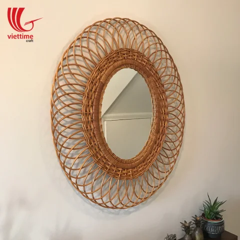 Wicker Rattan Mirror Decor For Wall