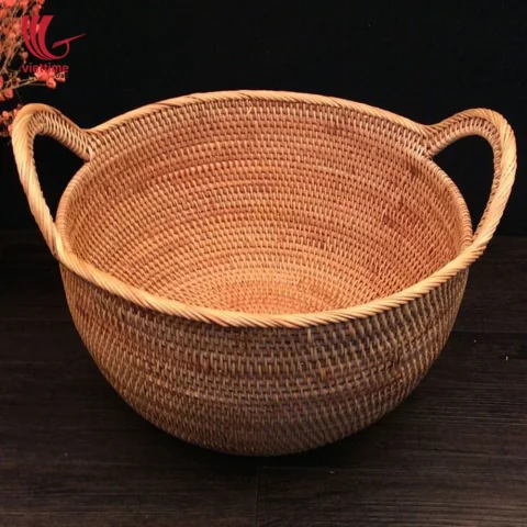 Useful Rattan Storage Basket With Handle