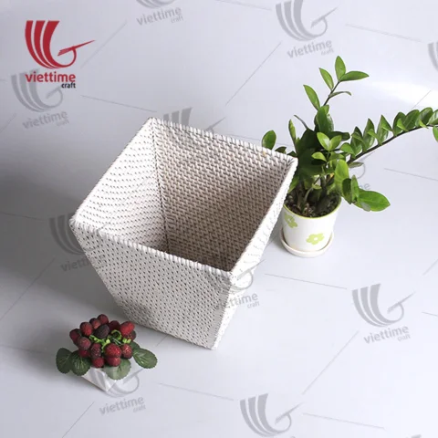 White Rattan Laundry Storage Basket