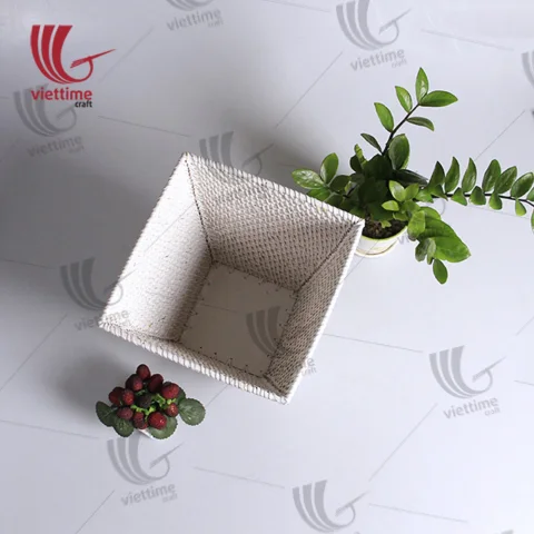 White Rattan Laundry Storage Basket