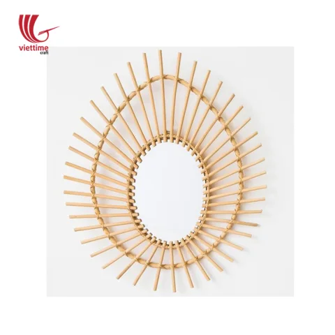 Beautiful Ellipse Rattan Mirror