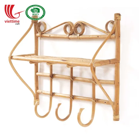 Rattan Export Rattan Coat Wall Hanger Rack With Shelf - REX-MXVTC848884