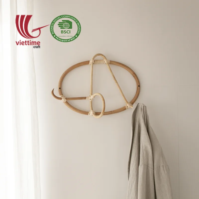 Round Rattan Coat Rack With Hook
