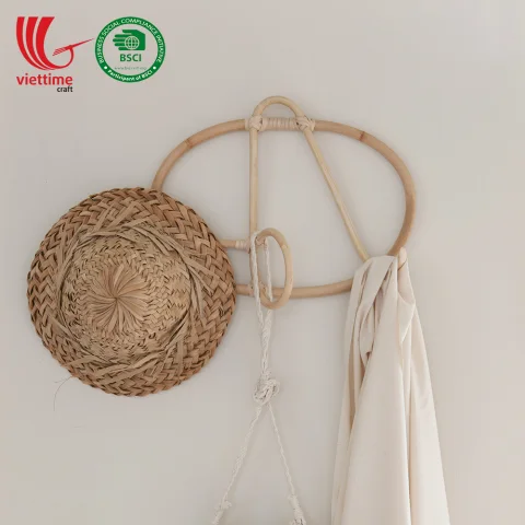 Round Rattan Coat Rack With Hook