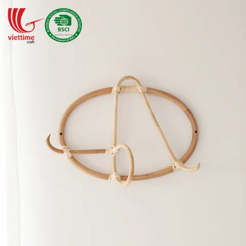 Round Rattan Coat Rack With Hook