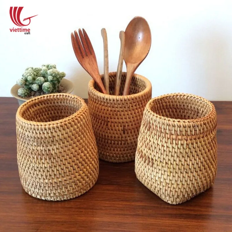 Rattan Chopstick Tube Holder Set Of 3