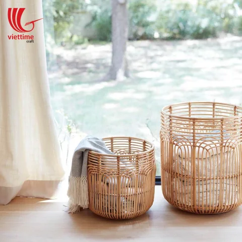 Open Weave Rattan Laundry Basket