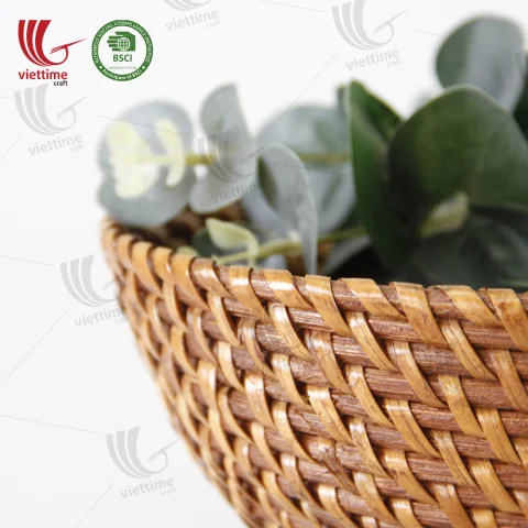 Bowl Shaped Brown Rattan Basket Wholesale