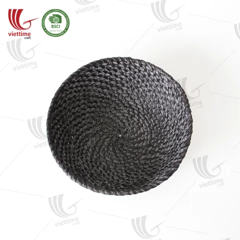 Bowl Shaped Black Rattan Basket