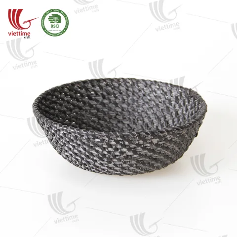 Bowl Shaped Black Rattan Basket