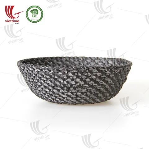 Bowl Shaped Black Rattan Basket