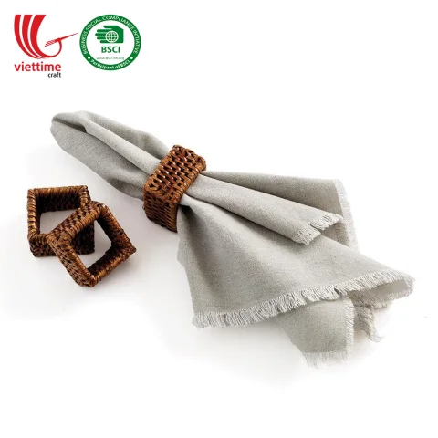 Square Rattan Napkin Rings Wholesale