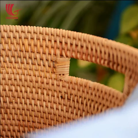 Brown Round Rattan Laundry Storage Basket