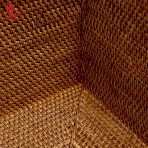 Small Basket Rectangle Brown Rattan Storage