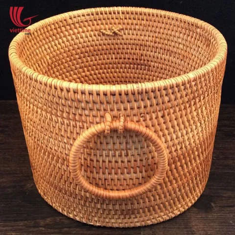 Small Round Rattan Storage Basket Set Of 2