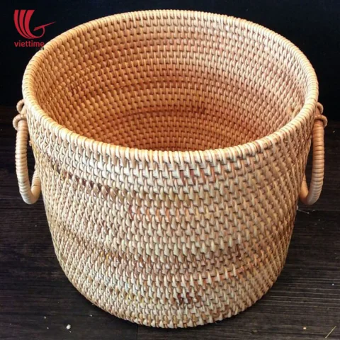 Small Round Rattan Storage Basket Set Of 2
