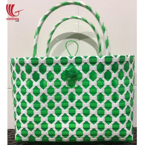 HandWoven Plastic Market Bag with Button