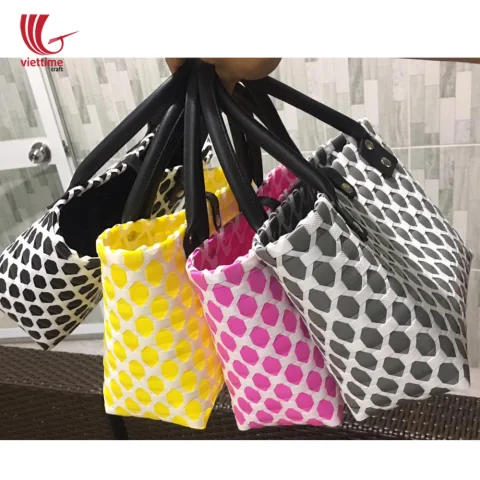 HandWoven Plastic Market Bag with Button