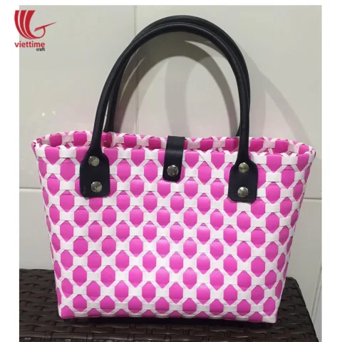 HandWoven Plastic Market Bag with Button