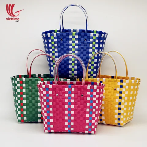 Fashional Plastic Weaved Handbag For Ladies