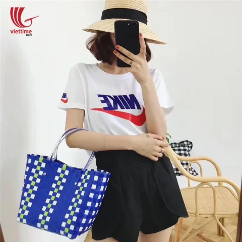 Fashional Plastic Weaved Handbag For Ladies