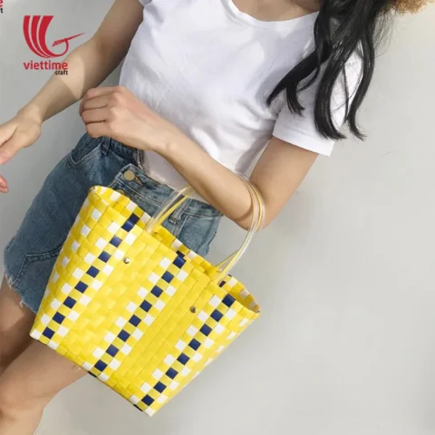 Elegant Handmade PP Woven Plastic Handbag