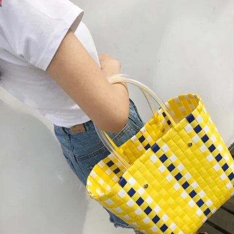 Elegant Handmade PP Woven Plastic Handbag