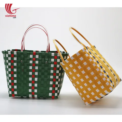 Elegant Handmade PP Woven Green Plastic Bag